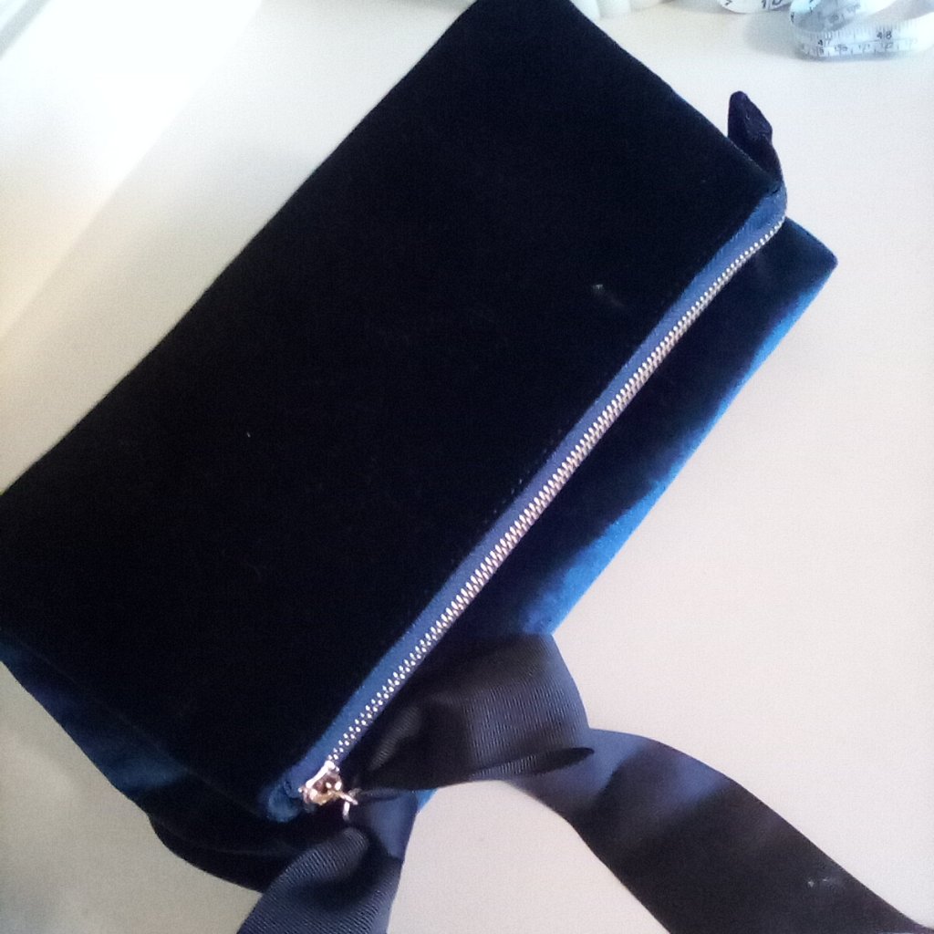 Navy Blue Ann Taylor Velvet Clutch